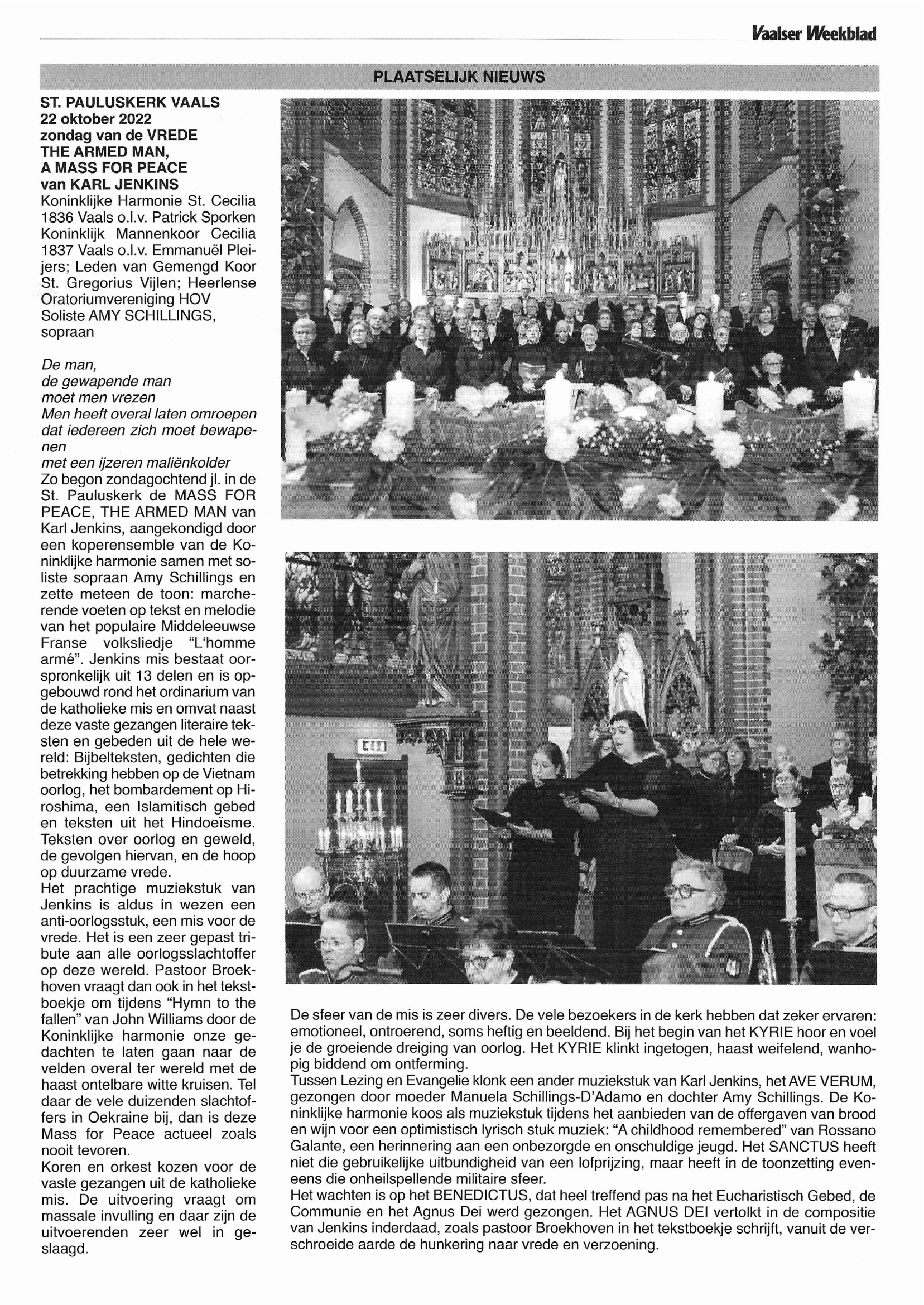 Vaalser Weekblad 07 oktober 2022 a Mass for Peace 1 Page 1
