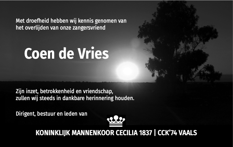 In Memoriam: Coen de Vries